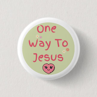 Green, Pink, White Quote One Way To Jesus 3 Cm Round Badge