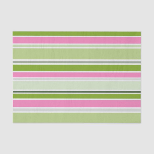 GREEN PINK WHITE STRIPES TISSUE PAPER (Front)
