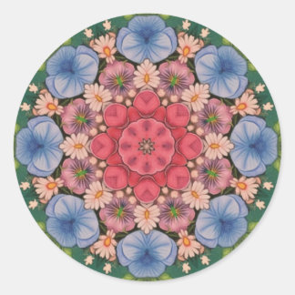 ~ Green Pink Yellow Blue Kaleidoscope 3D ~ Classic Round Sticker