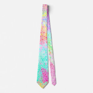 Green Pink Yellow Mosaic Pattern Tie