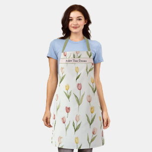 Green Pink Yellow Tulips Daffodils Flowers Dreams Apron