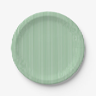 Green Pinstripe Paper Plate