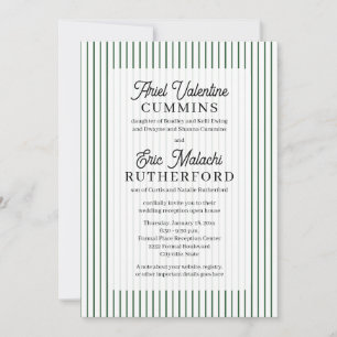 Green Pinstripe Rustic Bride's Parents Remarried Invitation