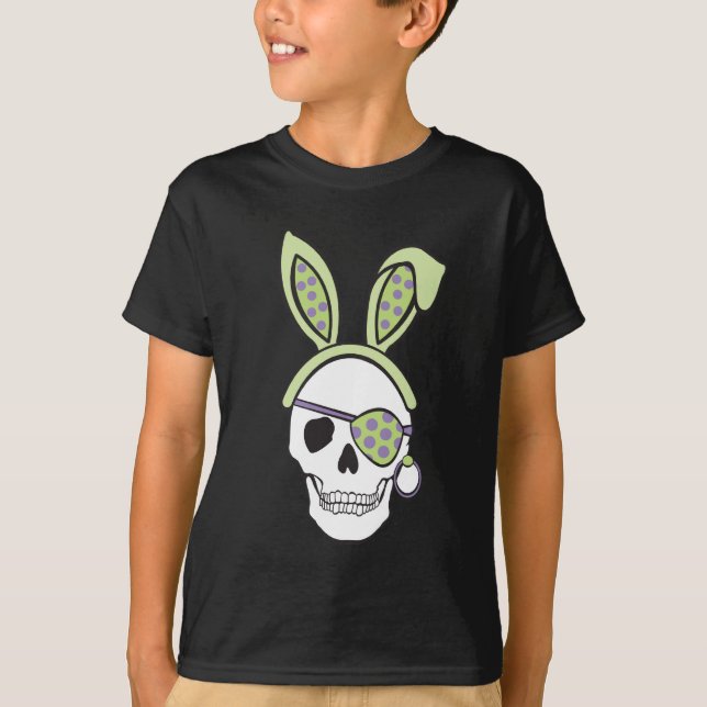 Green Pirate Skull Dark Tee (Front)