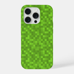 Green Pixel Pattern Retro 8-Bit Gaming iPhone 15 Pro Case