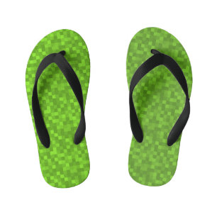 Green Pixel Pattern Retro 8-Bit Gaming Kid's Flip Flops