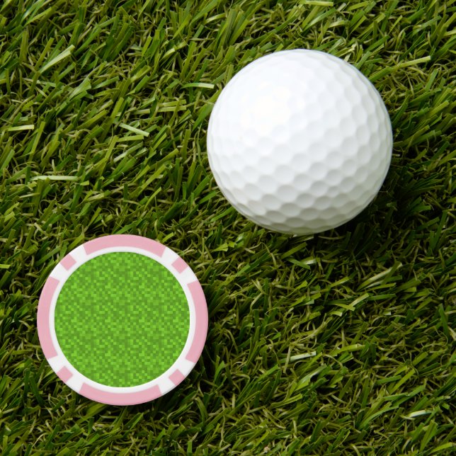 Green Pixel Pattern Retro 8-Bit Gaming Poker Chips (Golf Ball Marker)
