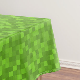 Green Pixel Pattern Retro 8-Bit Gaming Tablecloth