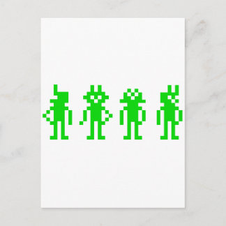 green pixel robots postcard
