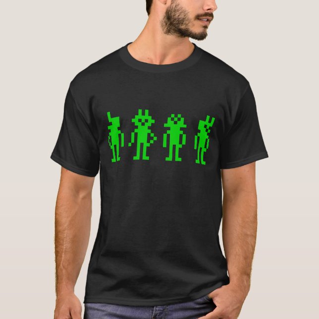 Green pixel robots T-Shirt (Front)