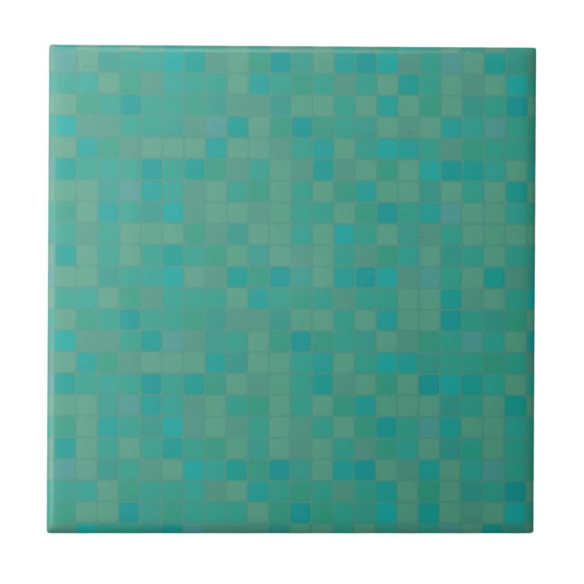 Green pixelated mosaic ceramic tile (Front)