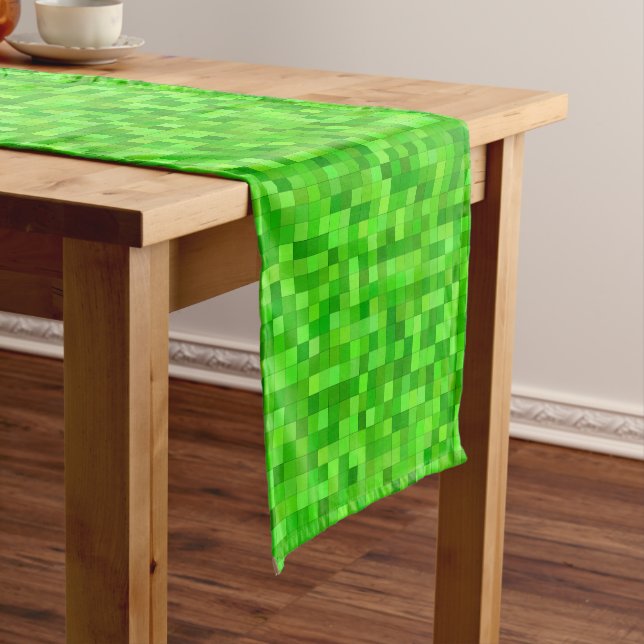 Green Pixels Birthday Party Table Runner (In Situ)