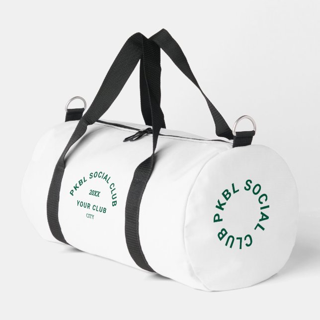 Green PKBL Social Club Crest Monogram Pickleball  Duffle Bag (Left Corner)