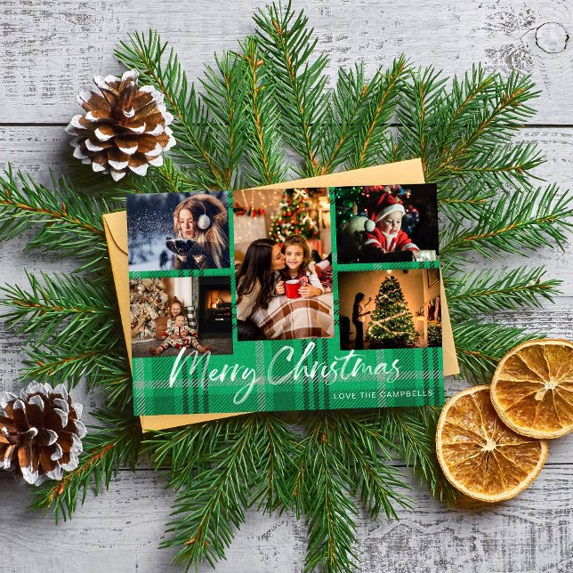 Green Plaid 5 Merry Christmas Photo (Creator Uploaded)