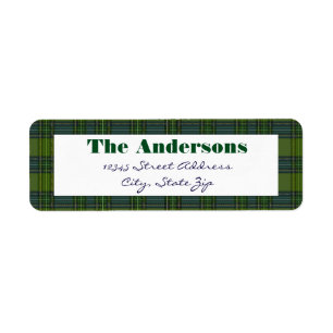 Green Plaid - Address Label