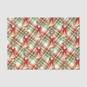 Green Plaid and Christmas Boxer Dog Lover Holiday Tissue Paper