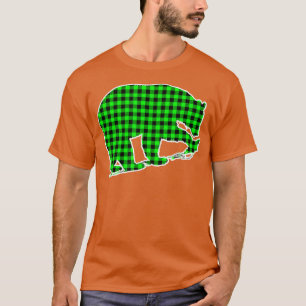 Green Plaid Bear  T-Shirt
