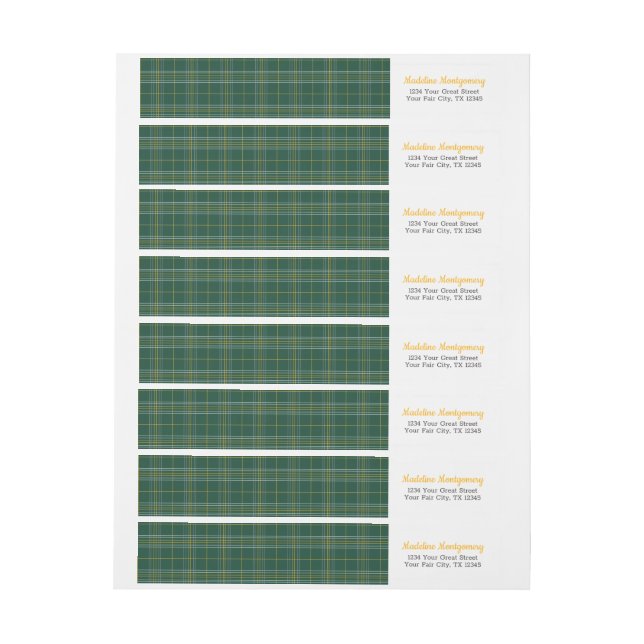 Green Plaid Bears Wrap Around Label (Sheet)