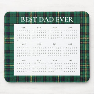 Green Plaid Best Dad Ever 2027 Calendar Mouse Mat
