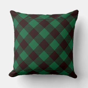 Green Plaid/ Black Plaid Chequered Pillow