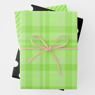 Green Plaid, Black & White Wrapping Paper Sheet