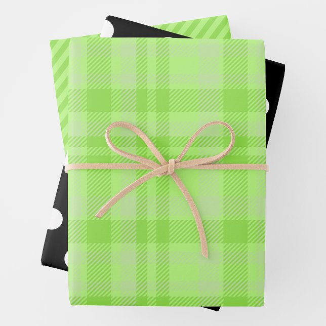 Green Plaid, Black & White Wrapping Paper Sheet (Creator Uploaded)