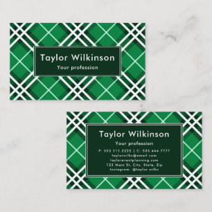 Green Plaid Business Card
