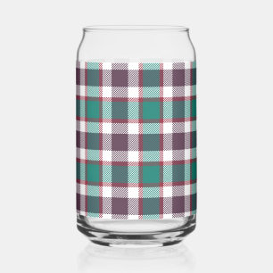 Green Plaid Can Glass