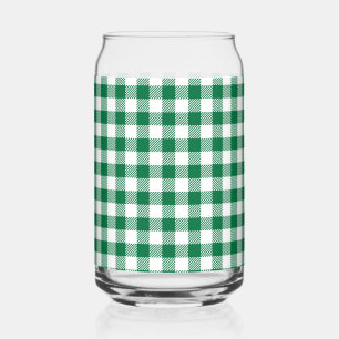 Green Plaid Can Glass