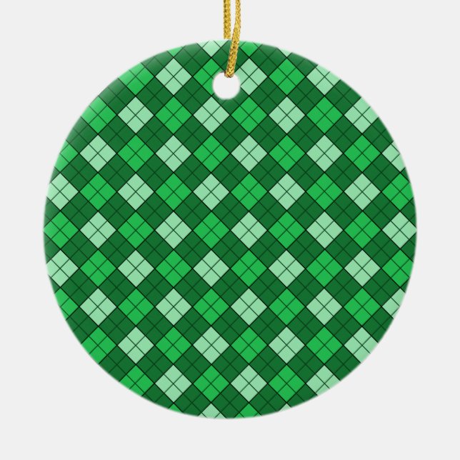 Green Plaid Ceramic Tree Decoration (Front)