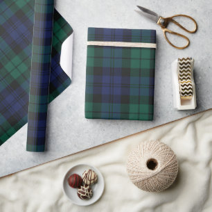 Green Plaid Chequered Classic Rustic Tartan Wrapping Paper