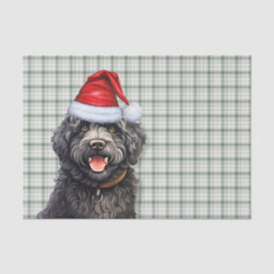 Green Plaid Christmas Barbet Dog Holiday Tissue Paper