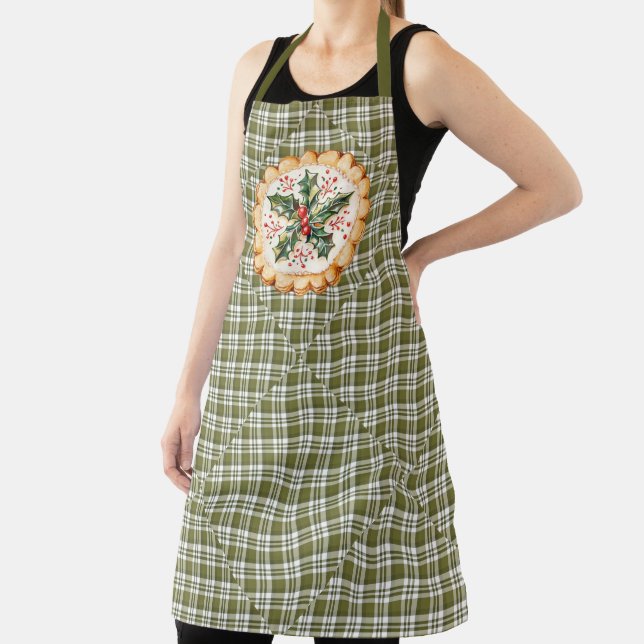 Green Plaid Christmas Cookie  Apron (Insitu)