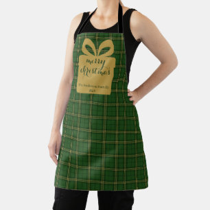 Green Plaid Christmas Festive Pattern - Apron