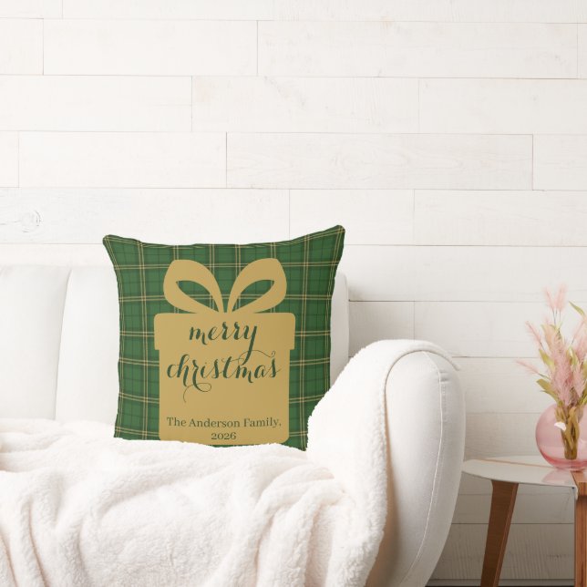 Green Plaid Christmas Festive Pattern -  Cushion (Couch)