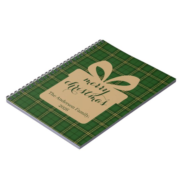 Green Plaid Christmas Festive Pattern -  Notebook (Left Side)