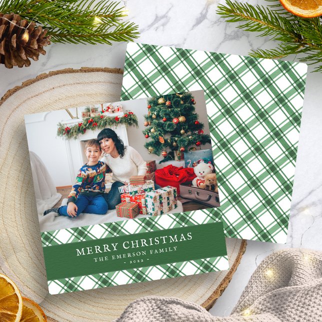 Green Plaid Christmas Flat Holiday Card (Green Plaid Christmas Flat Holiday Card
)