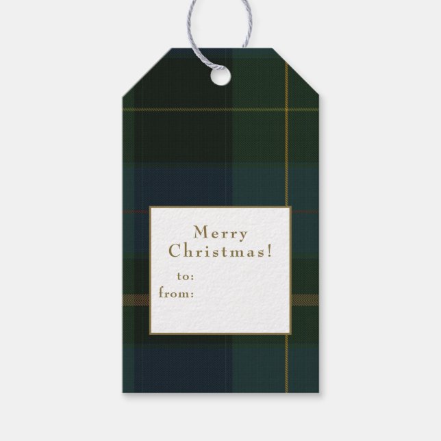 Green Plaid Christmas Gift Tags (Front)