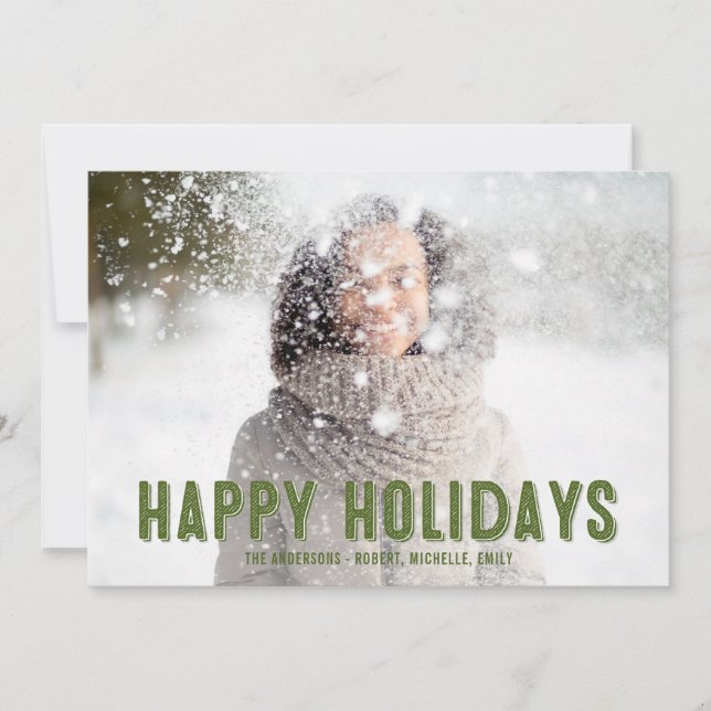 Green Plaid Christmas Happy Holidays Photo Card (Front)