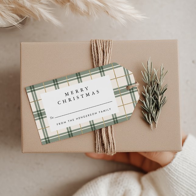 Green Plaid Christmas Holiday Gift Tags (Creator Uploaded)
