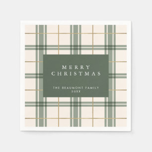 Green Plaid Christmas Paper Napkins