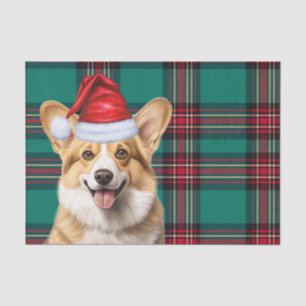 Green Plaid Christmas Pembroke Welsh Corgi Dog Tissue Paper