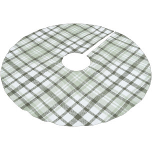 Green Plaid Christmas Tree Base Cover Up. Brushed Polyester Tree Skirt