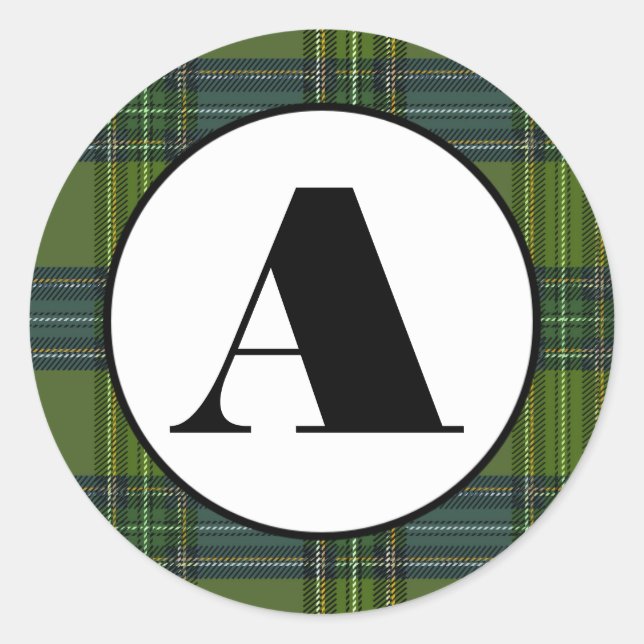 Green Plaid - Circle Sticker (Front)