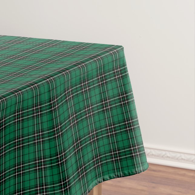 Green Plaid Clan MacLean Hunting Tartan Tablecloth (In Situ)