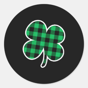Green Plaid Clover St Patricks Day Women Shamrock  Classic Round Sticker