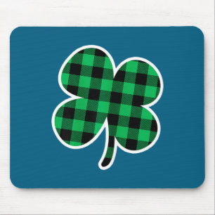 Green Plaid Clover St Patricks Day Women Shamrock  Mouse Mat