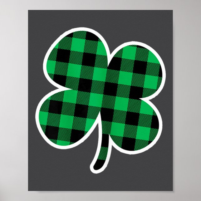 Green Plaid Clover St Patricks Day Women Shamrock  Poster (Front)
