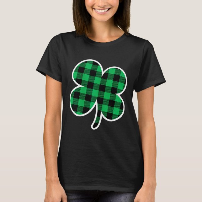 Green Plaid Clover St Patricks Day Women Shamrock  T-Shirt (Front)