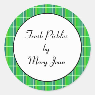 Green Plaid Custom Canning Sticker